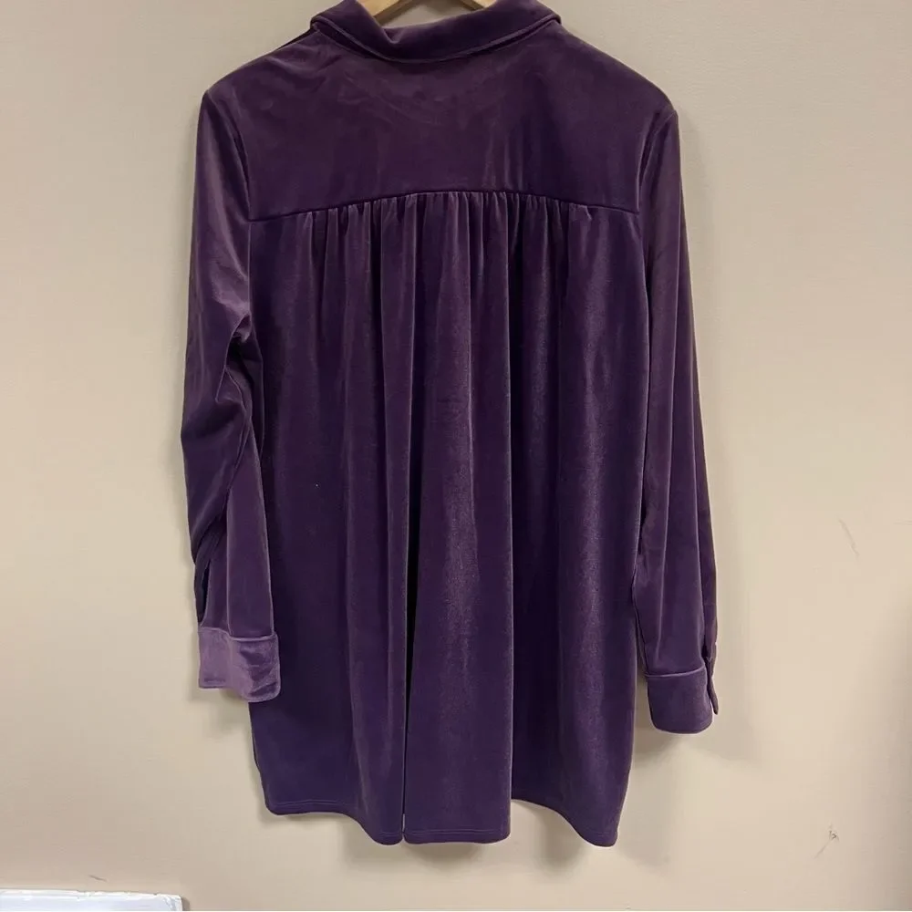 J Jill purple velvet Button-Up Shirt L P